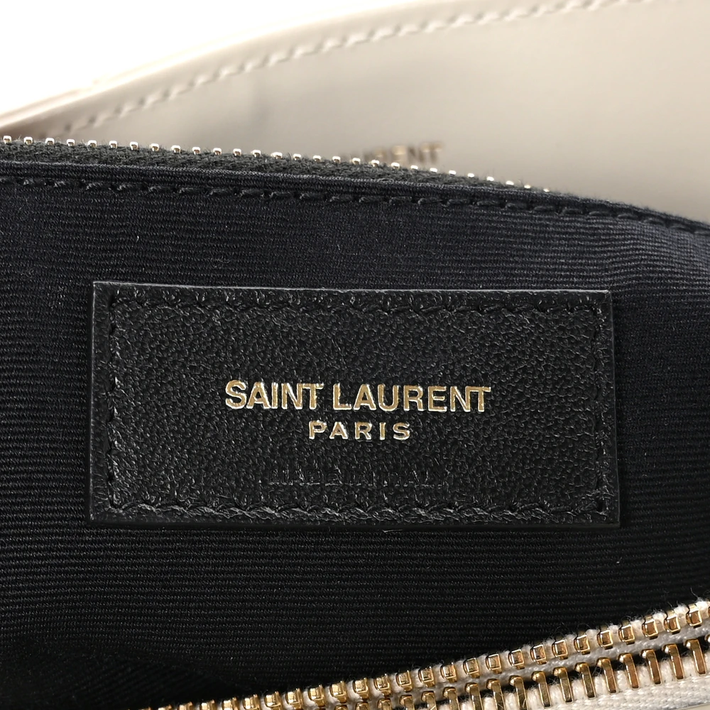 Saint Laurent Medium Loulou Chain Satchel Crema Soft Y-Quilted Monogram Calfskin Leather Silver Hardware