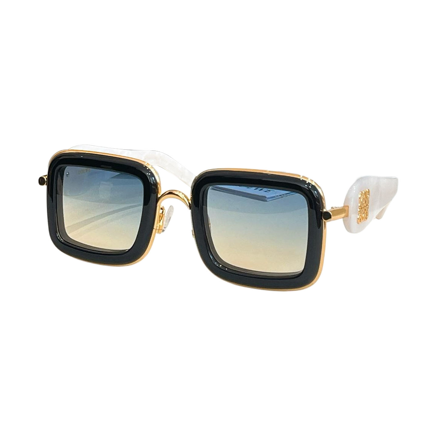 Loewe square frame glasses black white/white/black orange/black red/black/purple silver/purple gold/leopard color Size 49口27-140