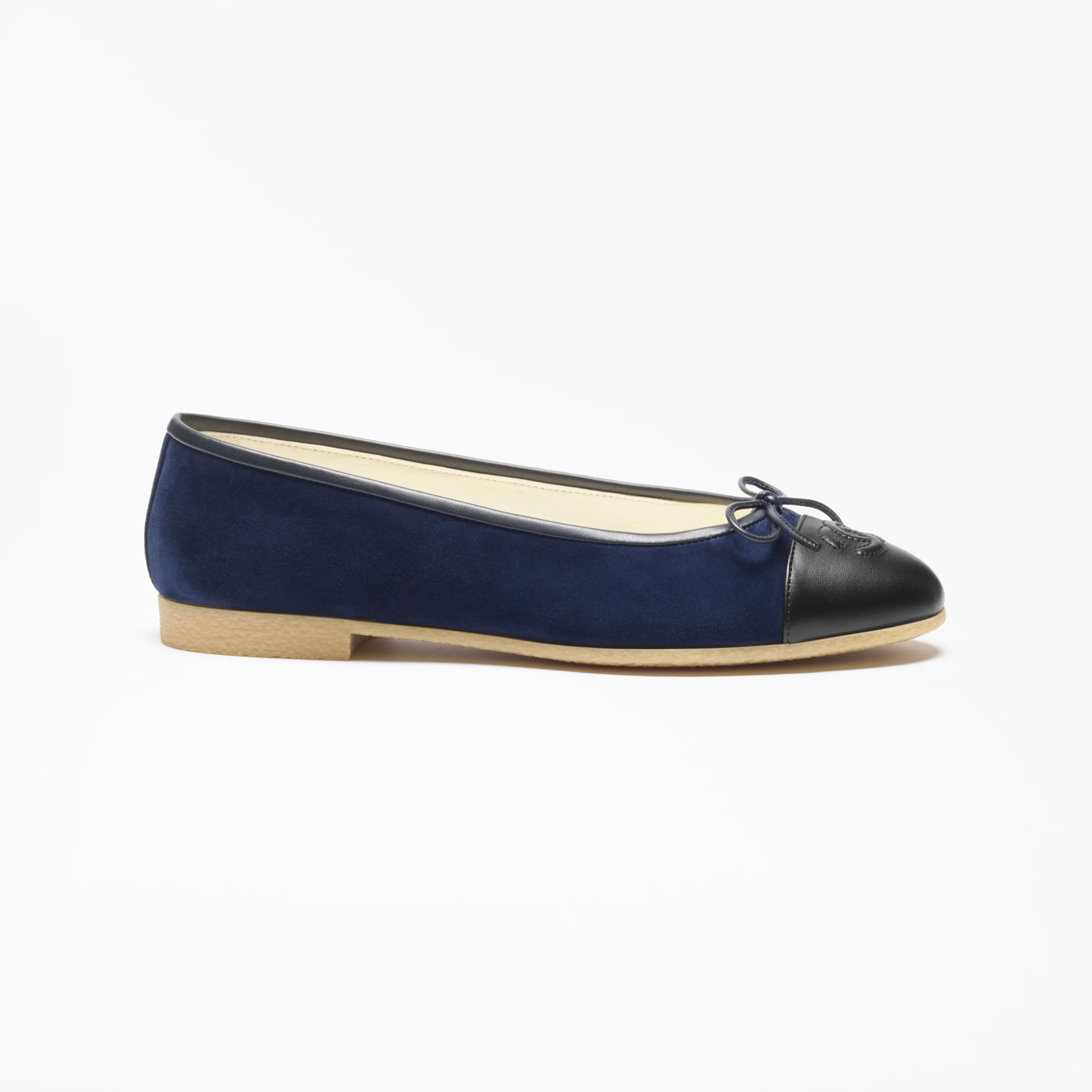 Chanel Flat shoes with suede effect, sheepskin and sheepskin leather, navy blue and black Ballet  Shoes