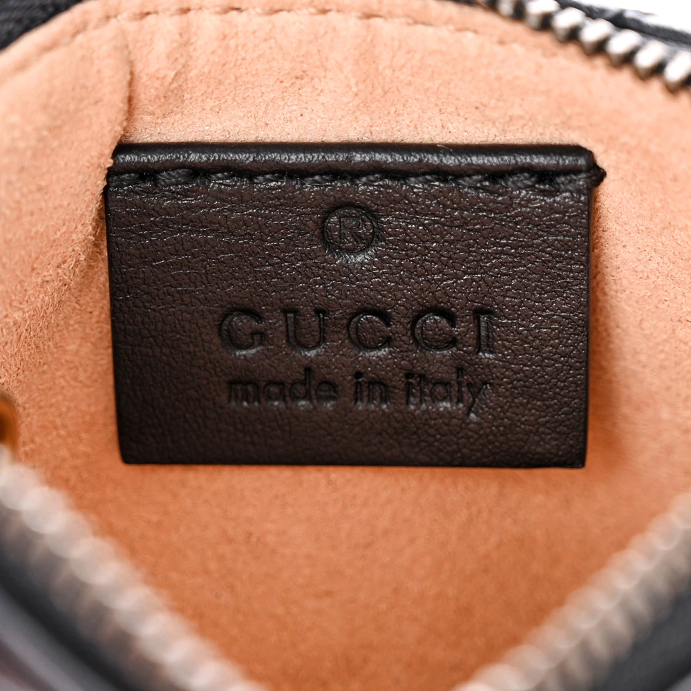 Gucci Small GG Marmont Key Case Black Calfskin Matelassé Leather Gold Hardware
