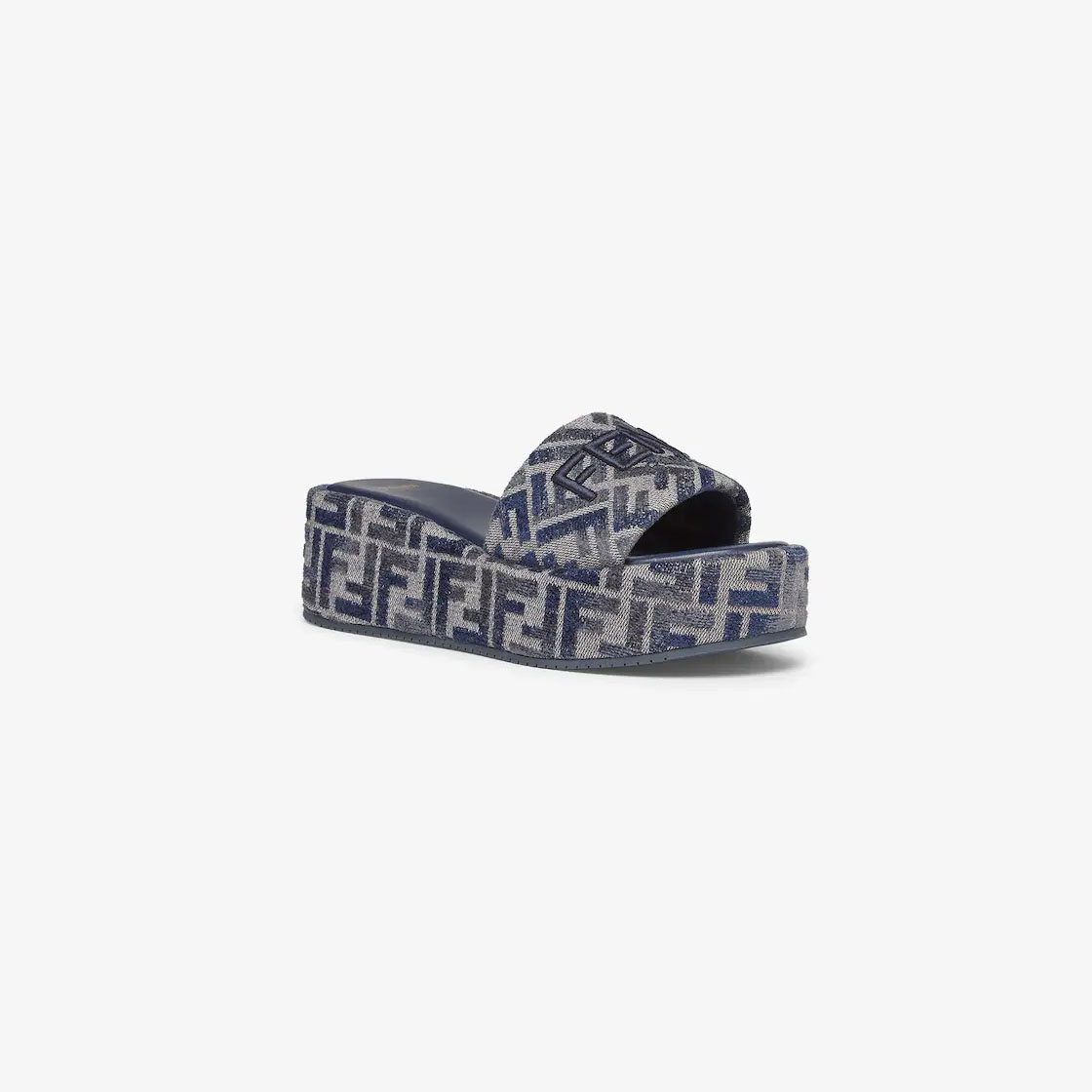 FENDI Blue FF denim platform sandals