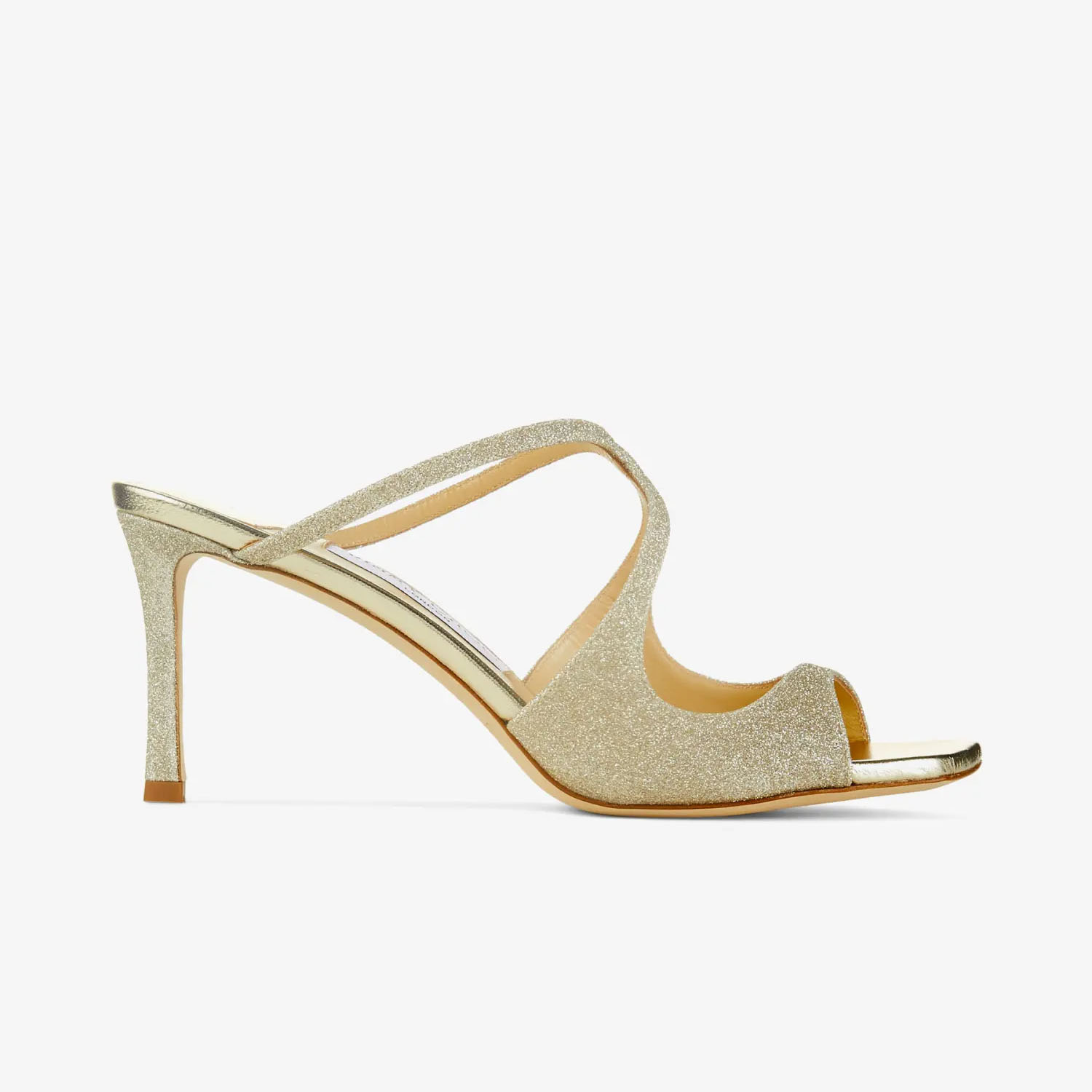 JIMMY CHOO Gold Flash powder fine flash particle Muller shoes high heel slippers