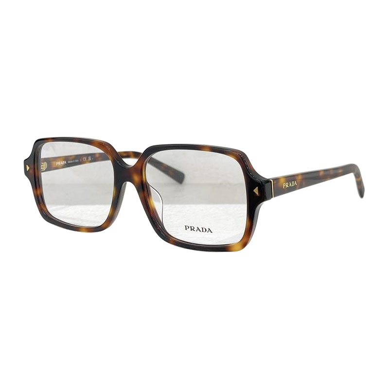 Prada square frame glasses leopard/red/black color transparent lens Size 55口16-145