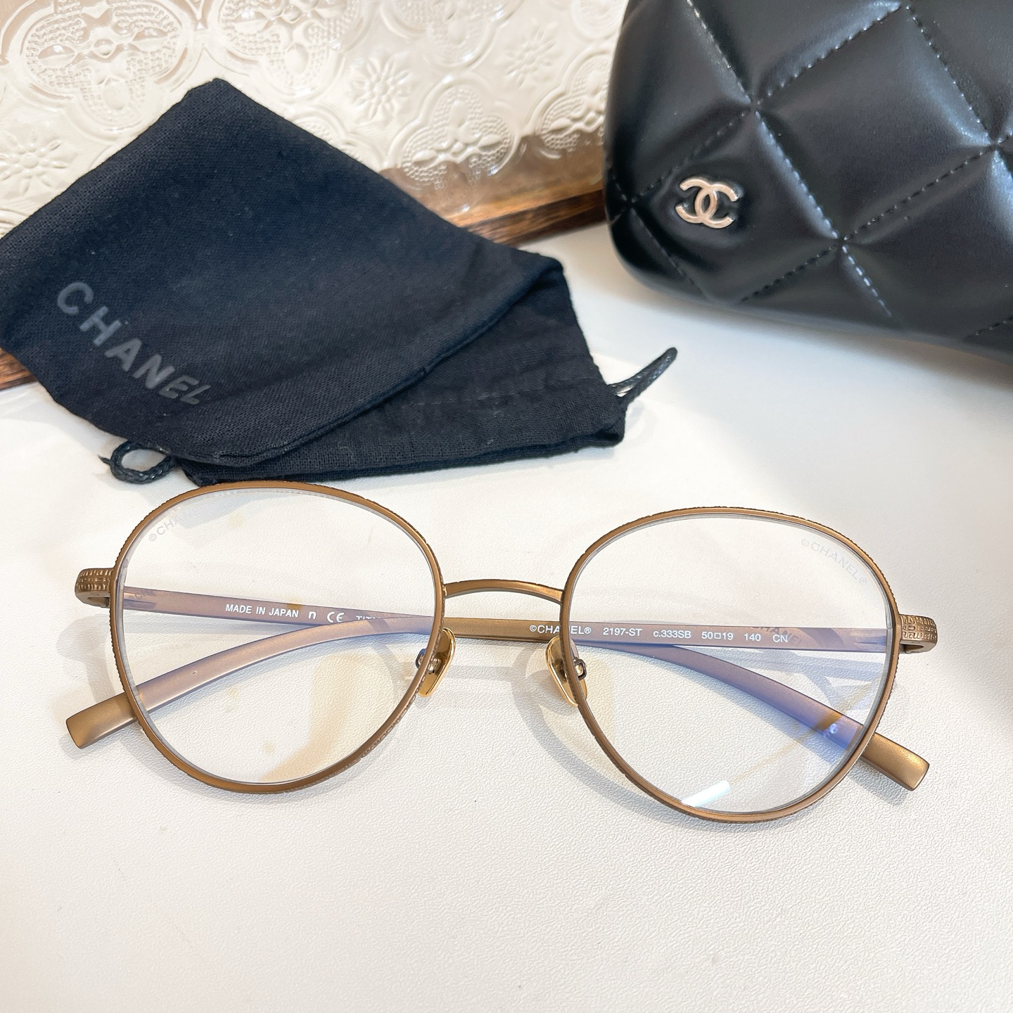 CHANEL round frame glasses Titanium color SIZE50口19-140