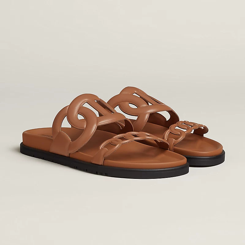 HERMES Extra Brown Slippers