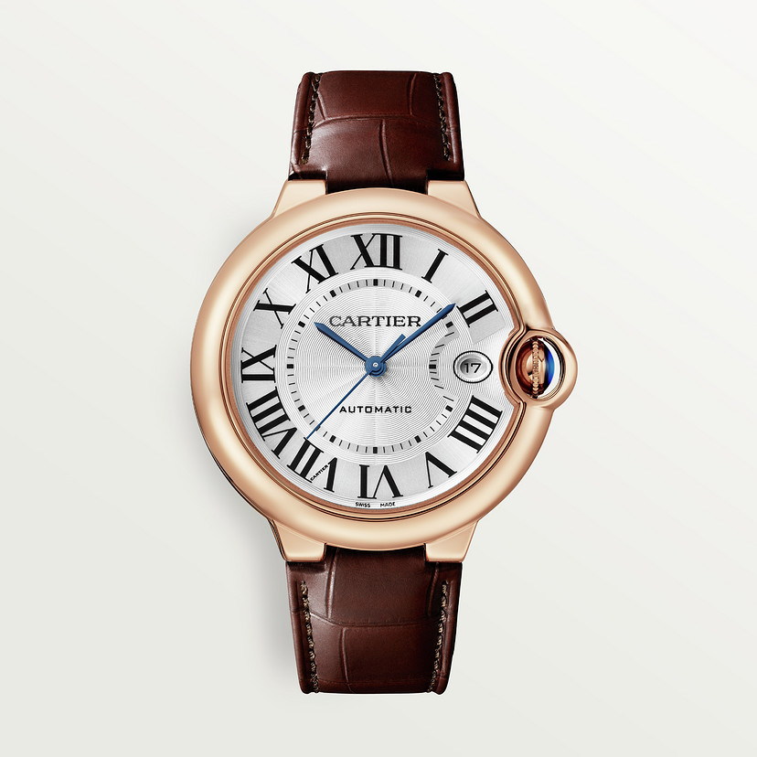 Ballon Bleu de Cartier watch 40 mm 18K rose gold leather CRWGBB0035