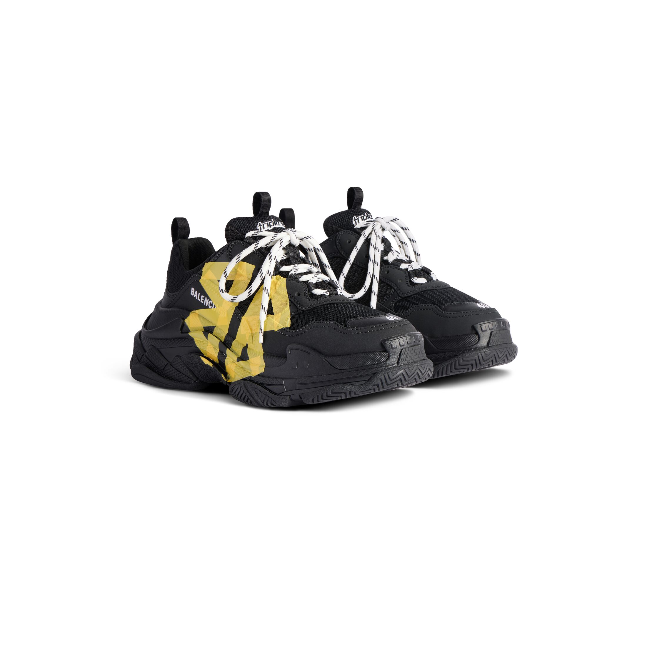 BALENCIAGA TRIPLE S TAPE TYPE Black Sneakers