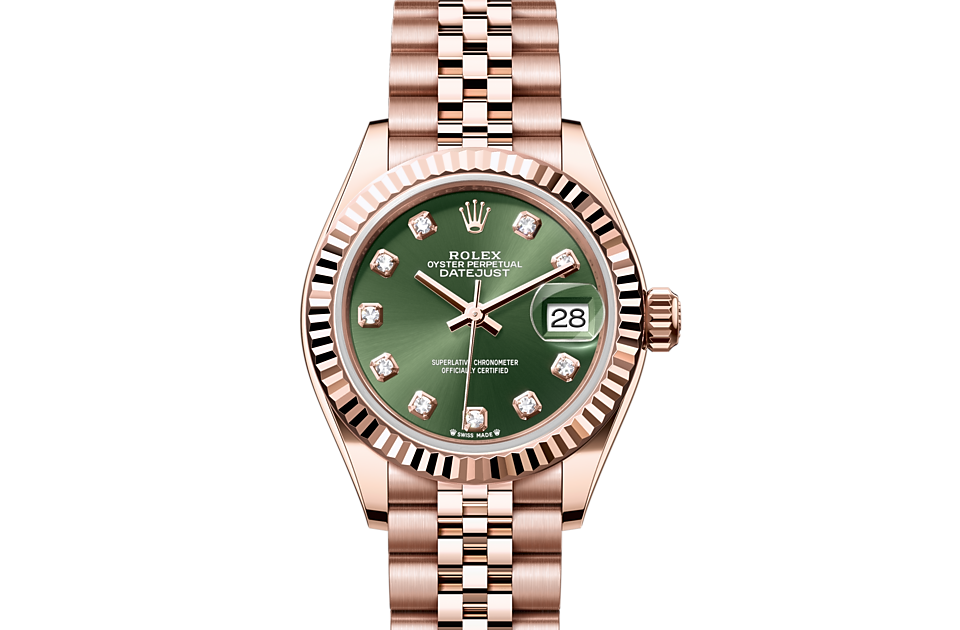 Rolex Lady-Datejust Oyster 28 mm Everose gold Olive green dial M279175-0013