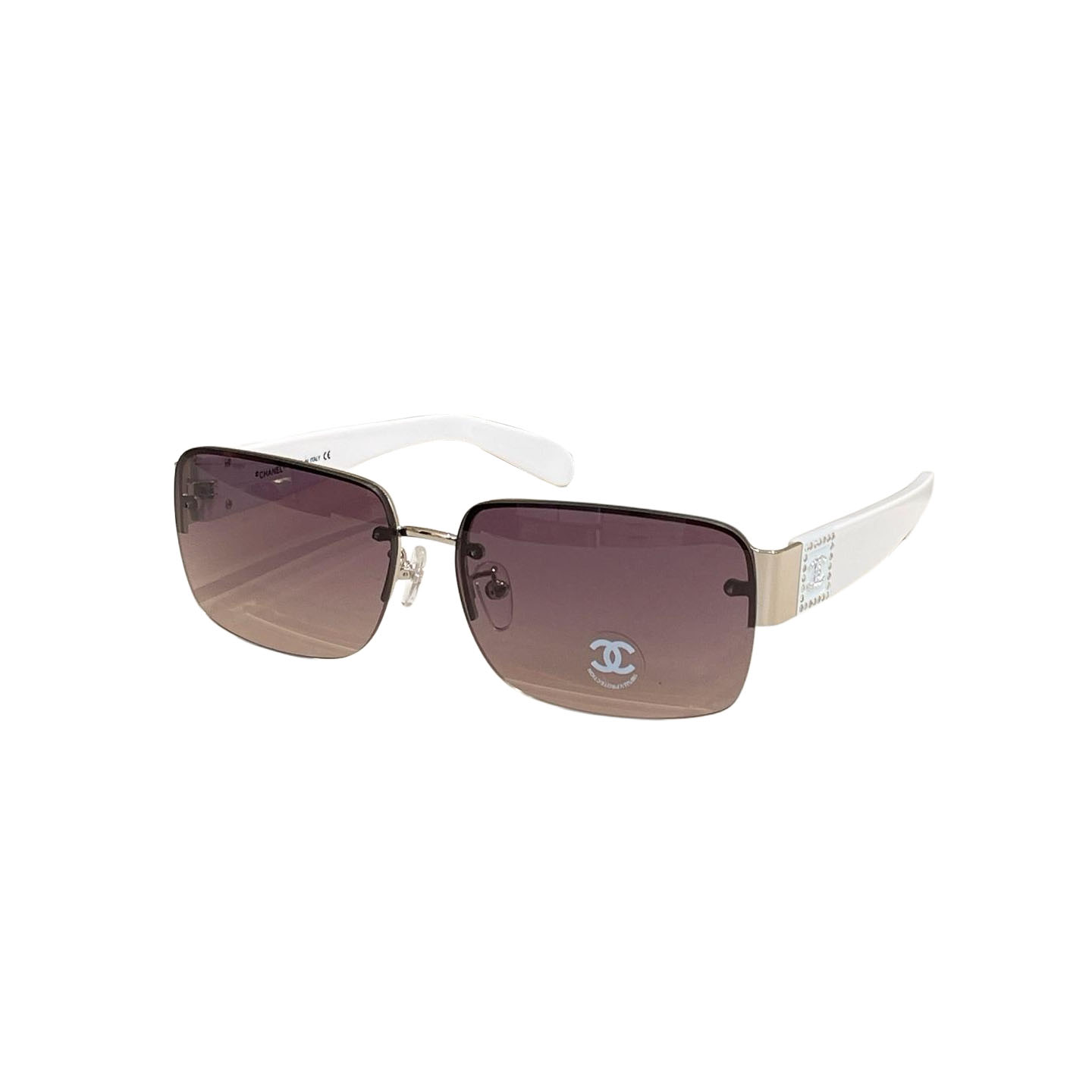 CHANEL square frame glasses white purple/black purple/black color size 62口15-140