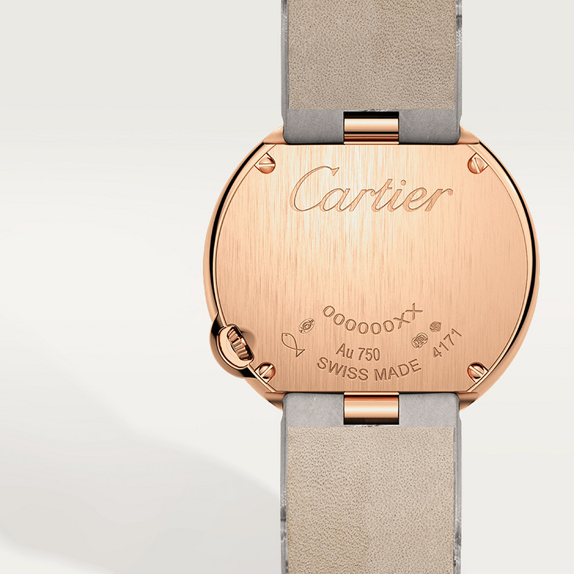 Ballon Blanc de Cartier watch 30mm quartz movement rose gold diamond leather CRWGBL0005