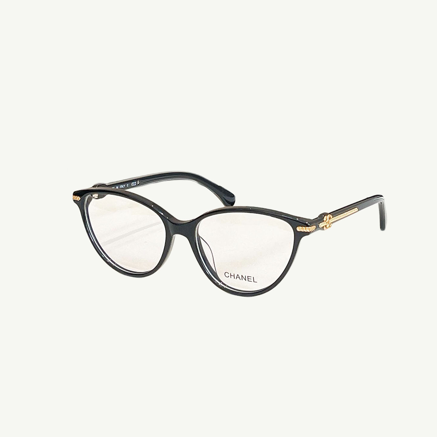 CHANEL Blcak gold glasses size 54口-17-140