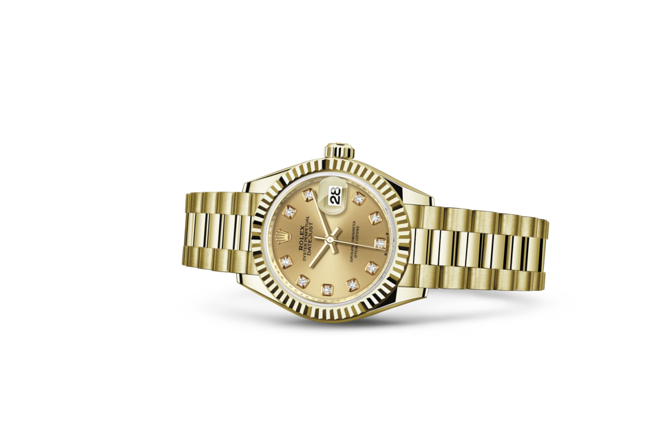 Rolex Lady-Datejust Oyster 28 mm yellow gold Champagne-colour dial M279178-0017
