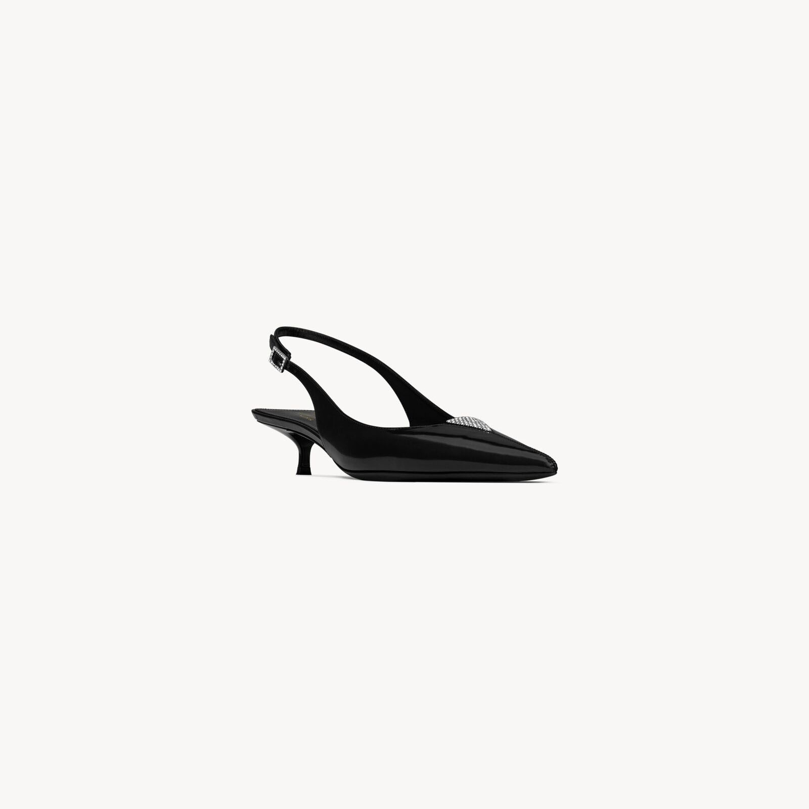 Yves Saint Laurent Mirrored leather crystal sling-off heels