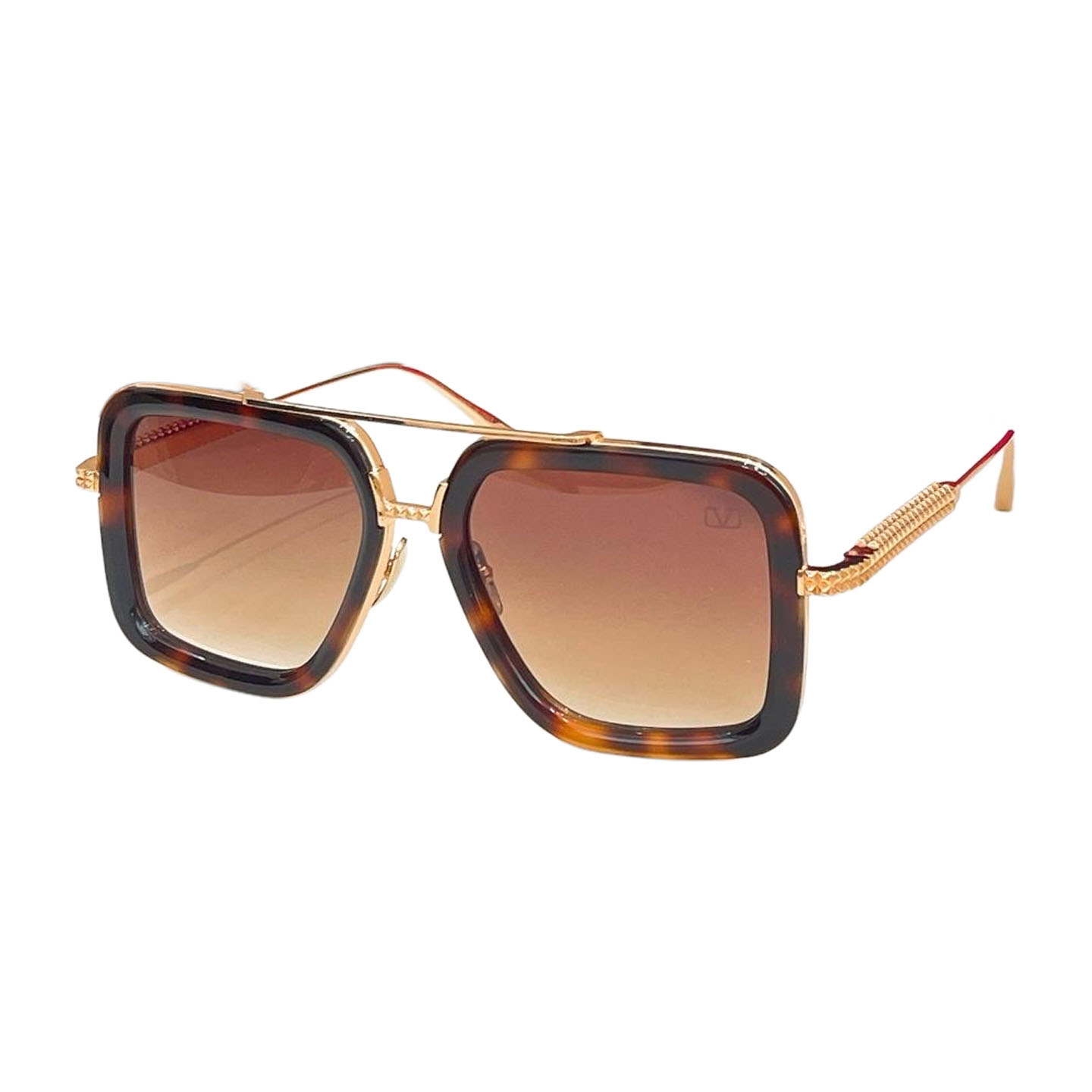 Valentino square frame glasses leopard/black/black gold/purple black/purple silver/white color Size 64口5-145