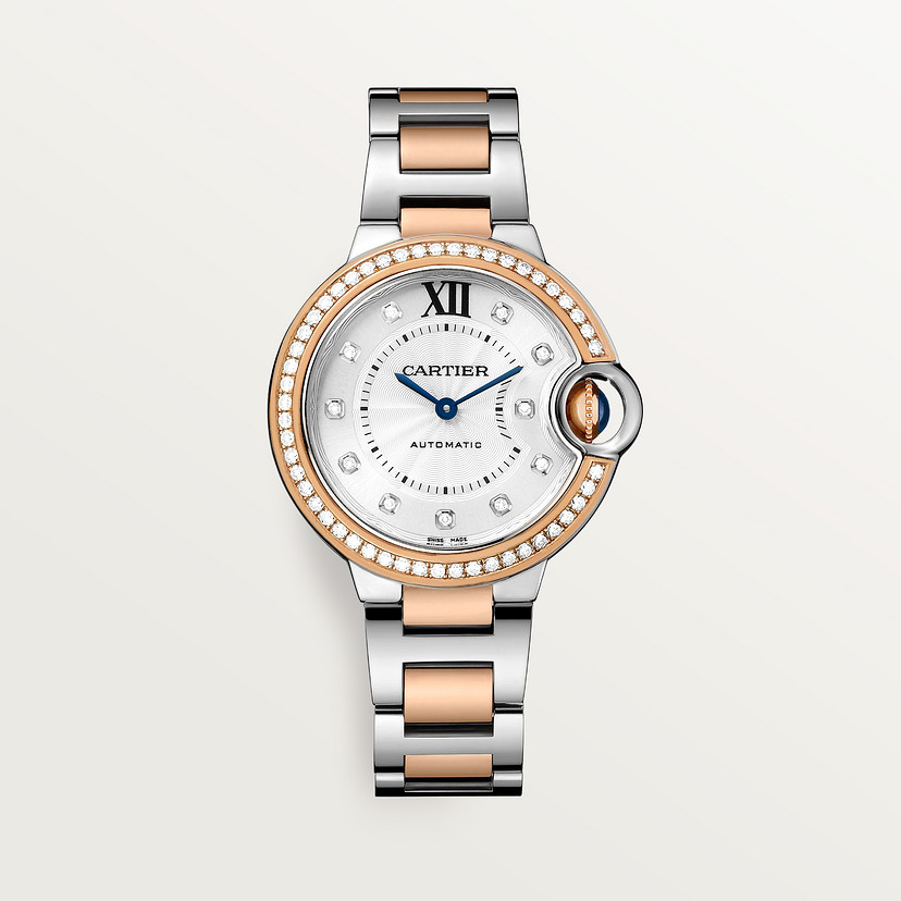Ballon Bleu de Cartier watch 33 mm rose gold steel diamonds CRW3BB0023