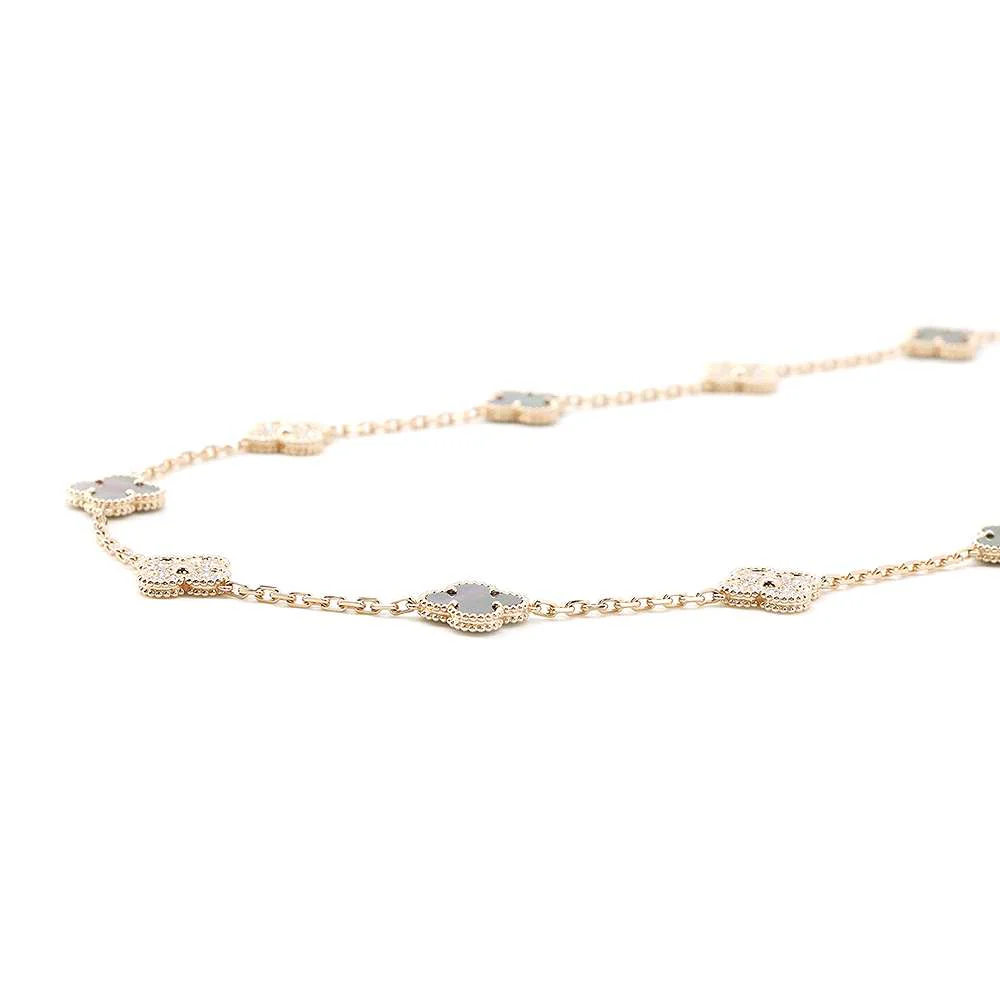 Van Cleef & Arpels Vintage Alhambra Necklace 20 motifs Gray shell
