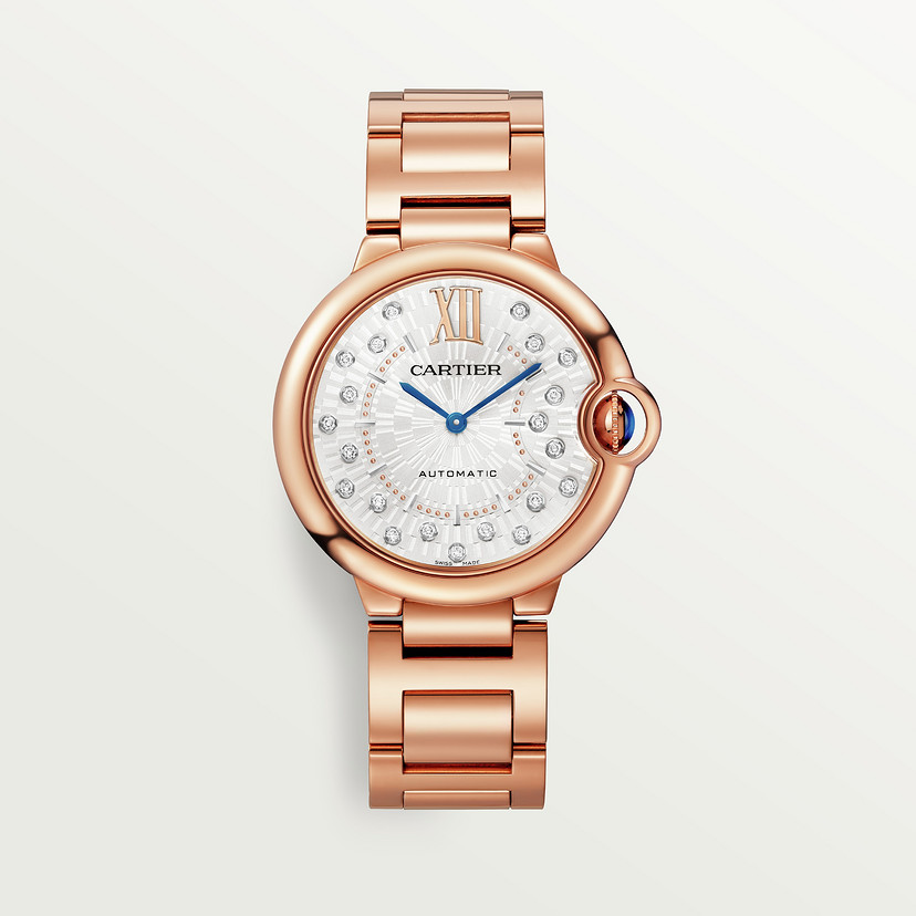 Ballon Bleu de Cartier watch 36 mm rose gold diamonds CRWGBB0055
