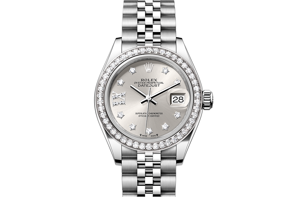 Rolex Lady-Datejust Oyster 28 mm Oystersteel white gold and diamonds Silver dial M279384RBR-0021