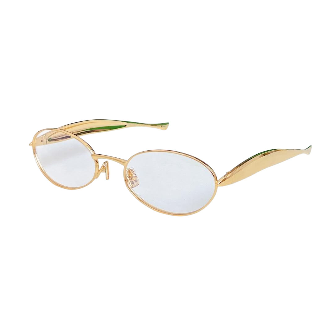 Bottega Veneta Oval glasses gold/silver/yellow/apricot/green/brown/black gold/grey silver color Size 57口21-135