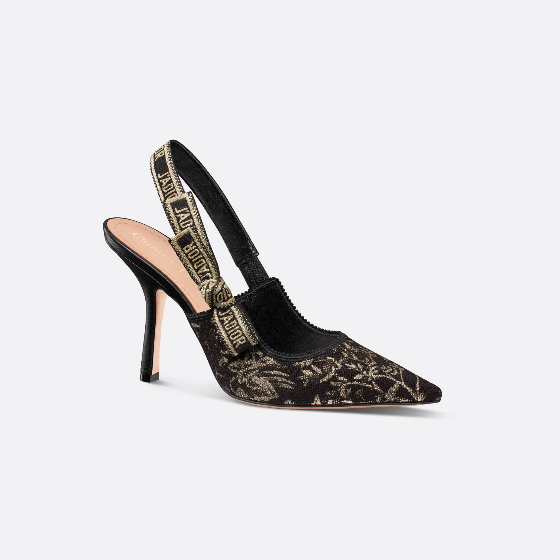 Dior embroidered black high heels