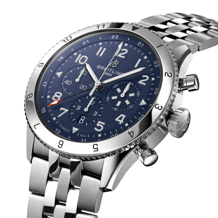 Breitling  Super AVI B04 Chronograph GMT 46 Tribute to Vought F4U Corsair Stainless steel Blue AB04451A1C1A1