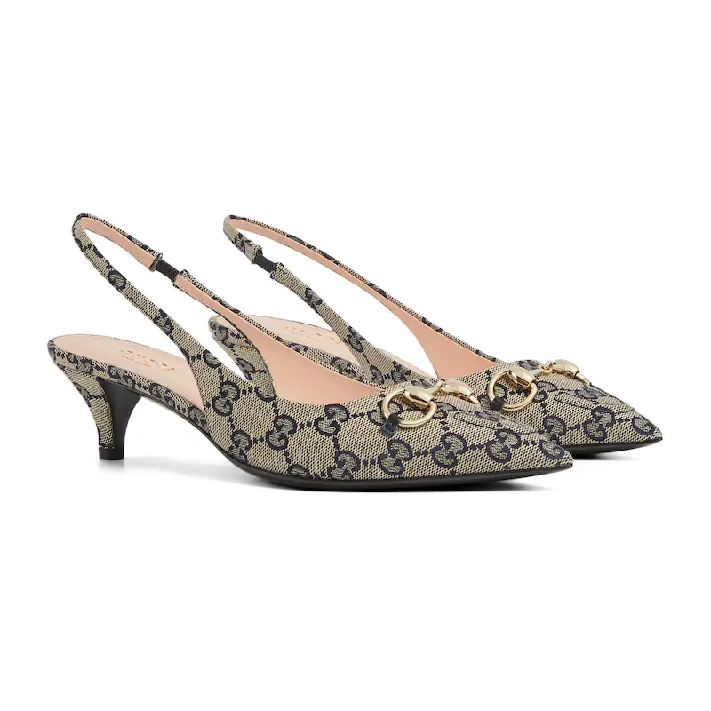 Gucci canvas pointed heels high heels shoes Rear lace up high heels