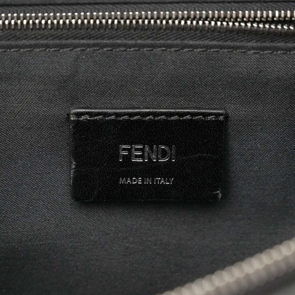 Fendi Century Logo FF 1974 Diagonal Belt Bag Black/Sunflower Glazed Fabric & Liberty Vitello Leather Silver Hardware
