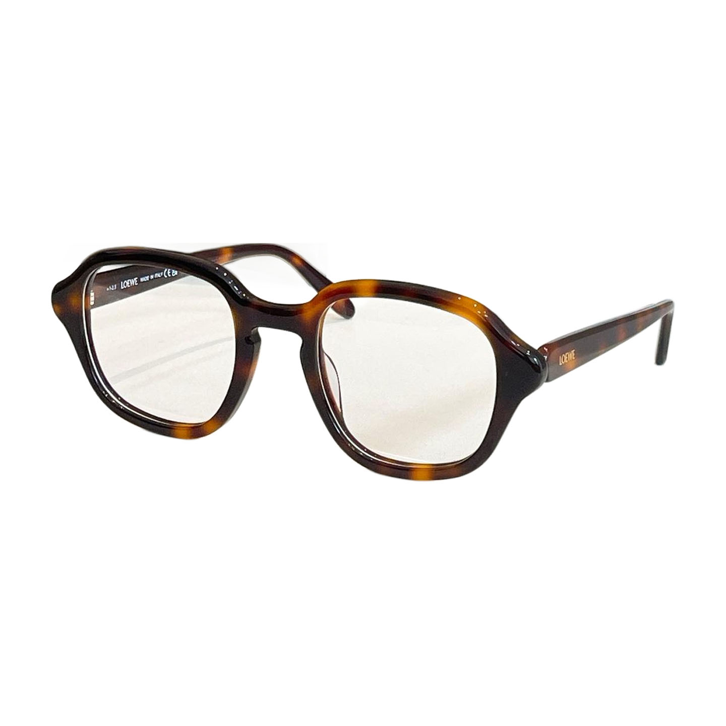 Loewe square frame glasses leopard/black/milky white/transparent color Size 51口21-140