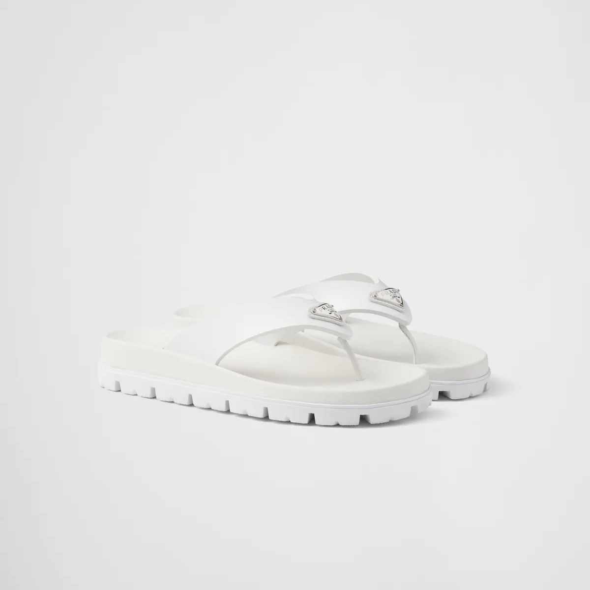 PRADA white rubber clip-toe sandals Slippers