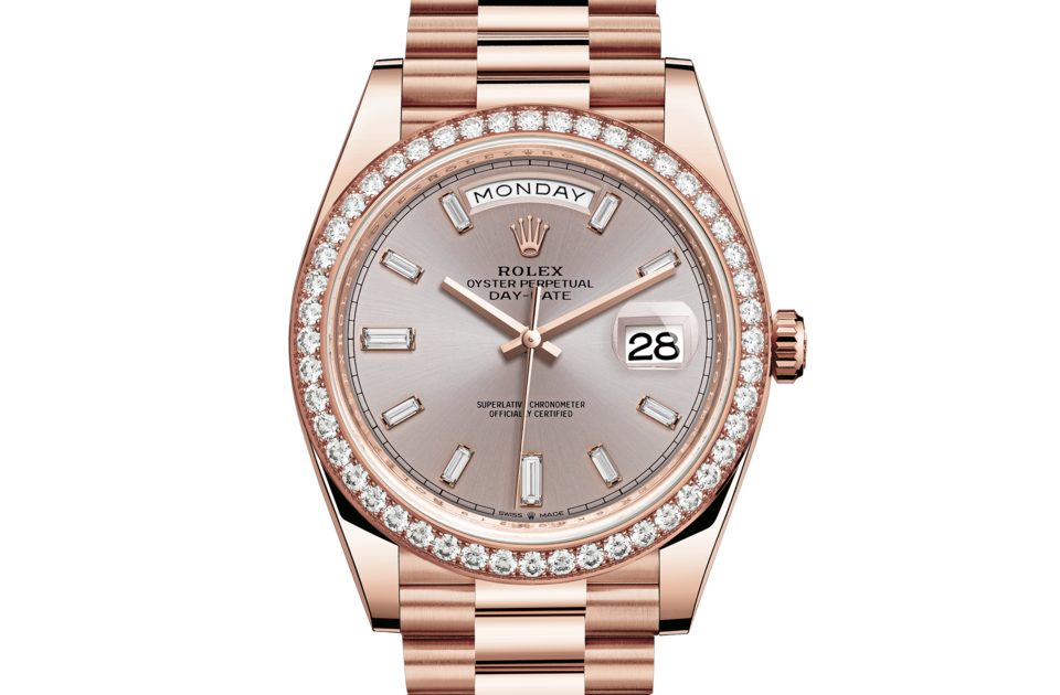 Rolex Day-Date 40 Oyster 40 mm Everose gold and diamonds Sundust dial M228345RBR-0007