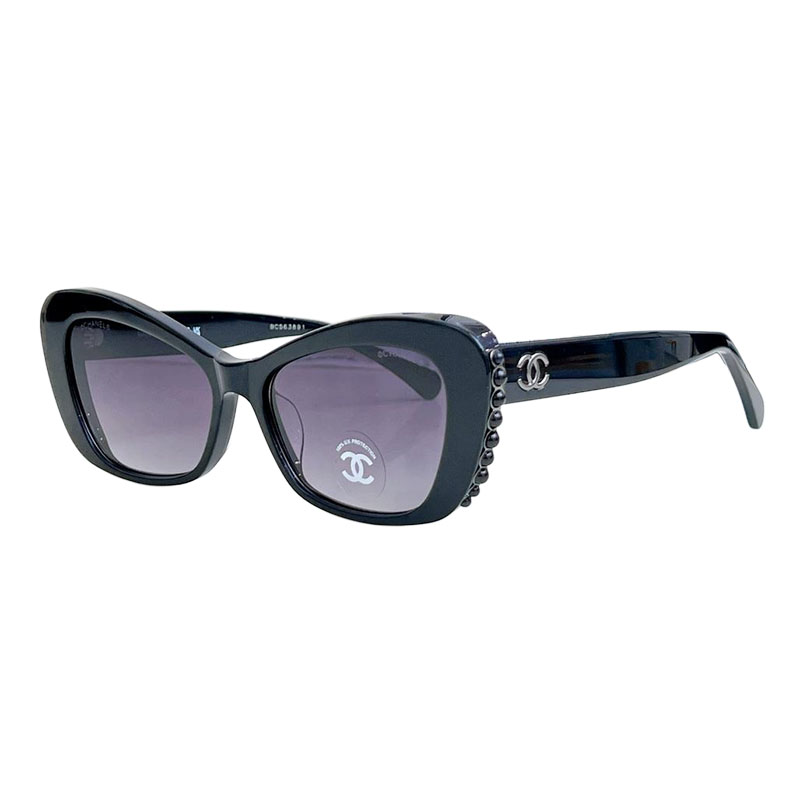 CHANEL glasses black silver color size 56口16-140