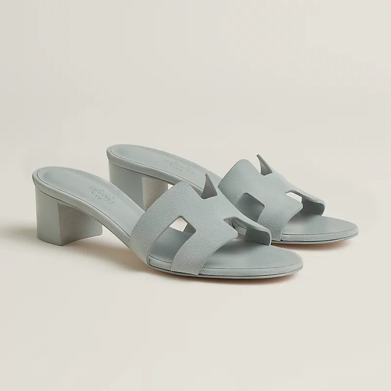HERMES Oasis Slippers High-heeled slippers Blue High Heels Sandal