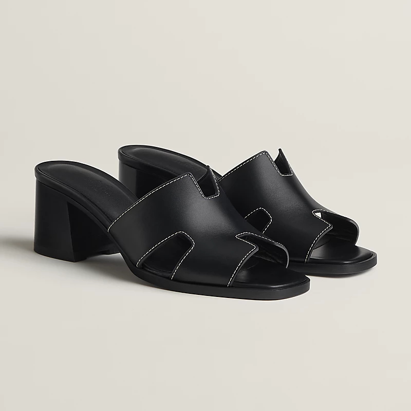 HERMES Helia Slippers High-heeled slippers Black High Heels Sandal
