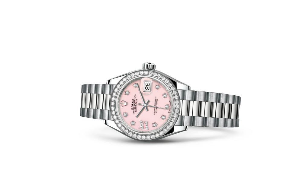 Rolex Lady-Datejust Oyster 28 mm white gold and diamonds Pink opal dial M279139RBR-0002