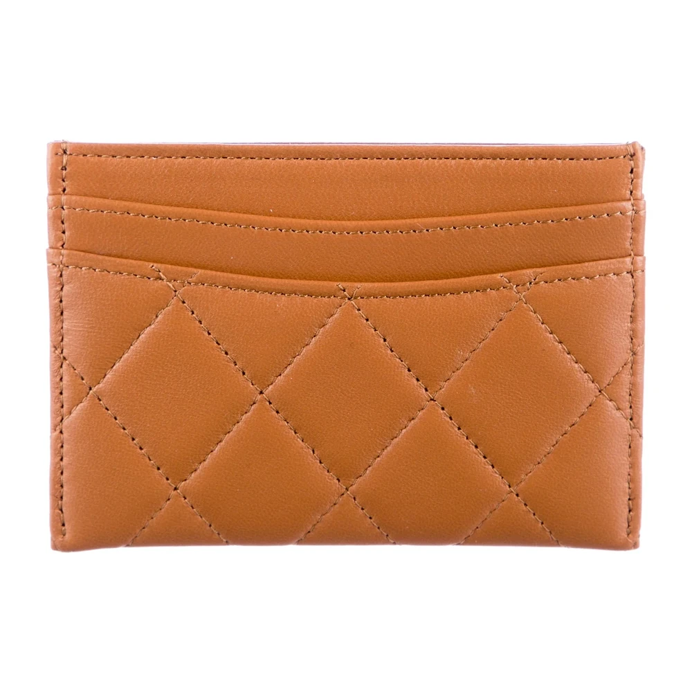 Chanel Small Interlocking CC Logo Card Holder Brown Caviar Leather Gold Hardware