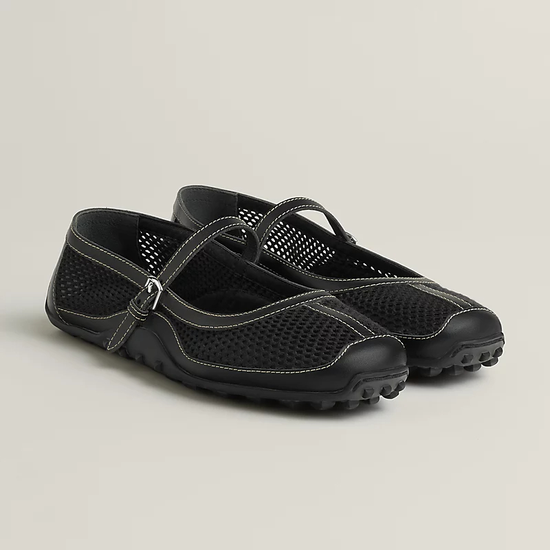 HERMES Kichu Black Ballet Shoes
