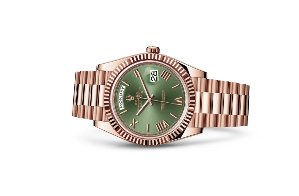 Rolex Day-Date 40 Oyster 40 mm Everose gold Olive green dial M228235-0025