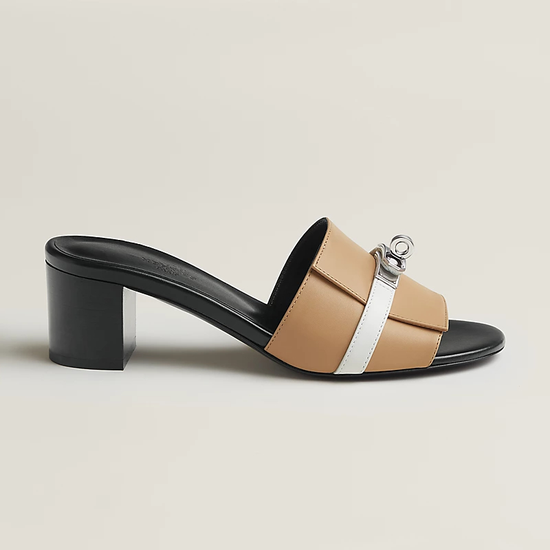 HERMES Gigi High Heels Sandal High-heeled slippers Beige color Slippers