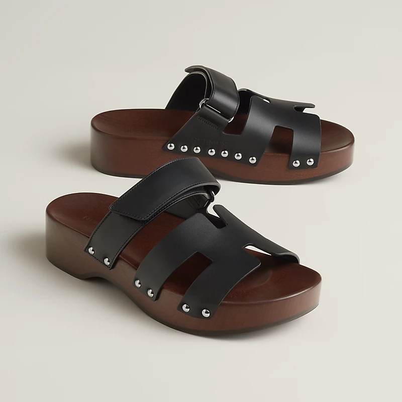 HERMES Kos Slippers High-heeled slippers Black High Heels Sandal