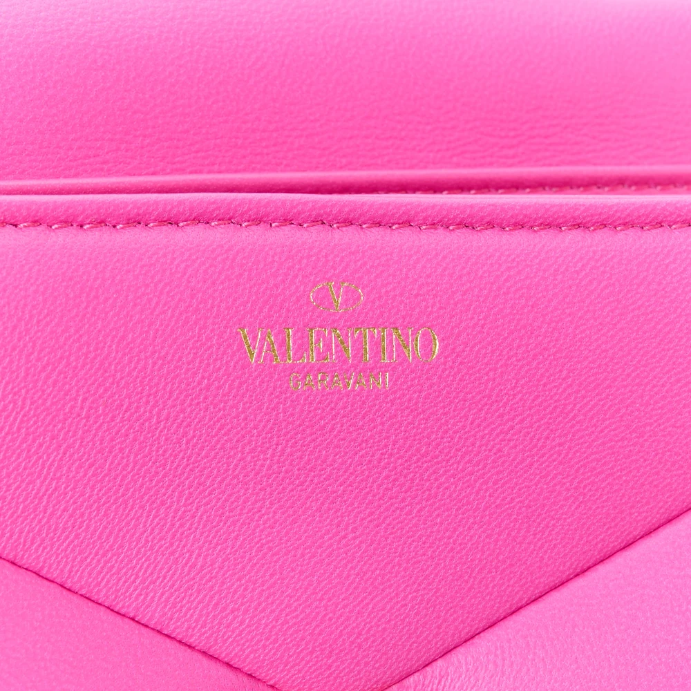 Valentino Garavani Small One Stud Chain Clutch Pink PP Nappa Leather Gold Hardware