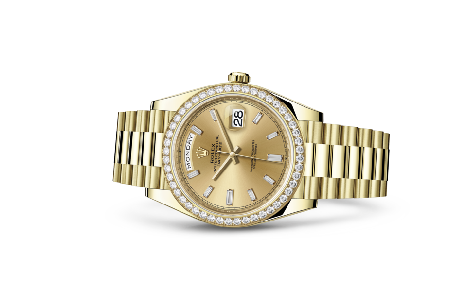 Rolex Day-Date 40 Oyster 40 mm yellow gold and diamonds Champagne-colour dial M228348RBR-0002