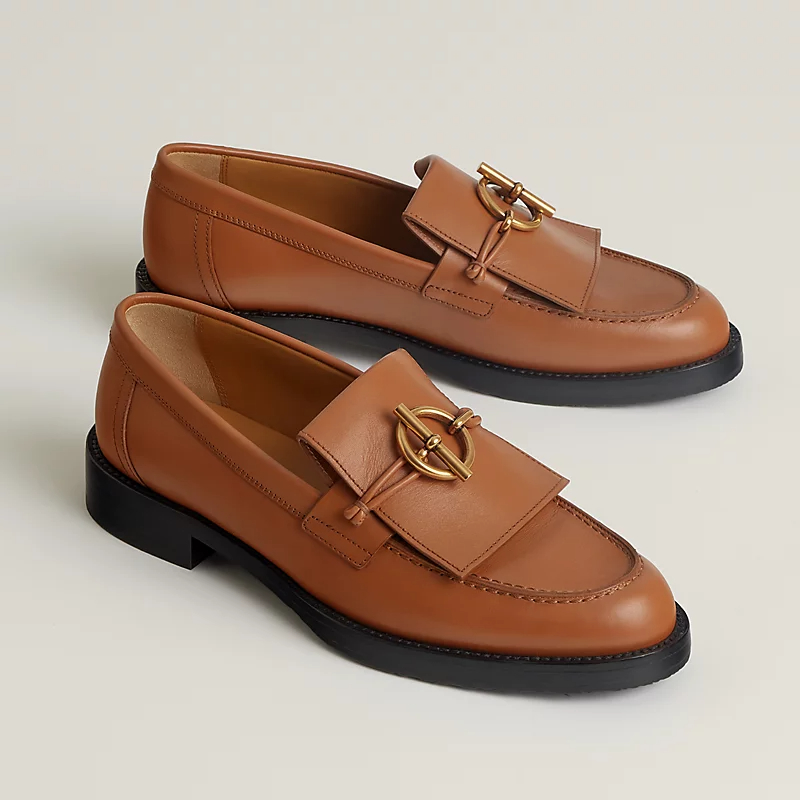 HERMES Impact Brown Loafers