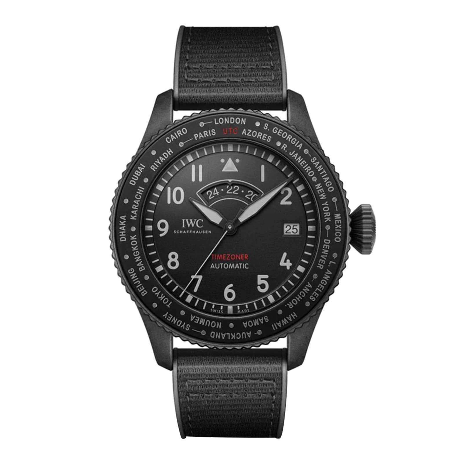 IWC Pilot quote.s Timezoner Top Gun Ceratanium 46mm Mens Watch Black IW395505