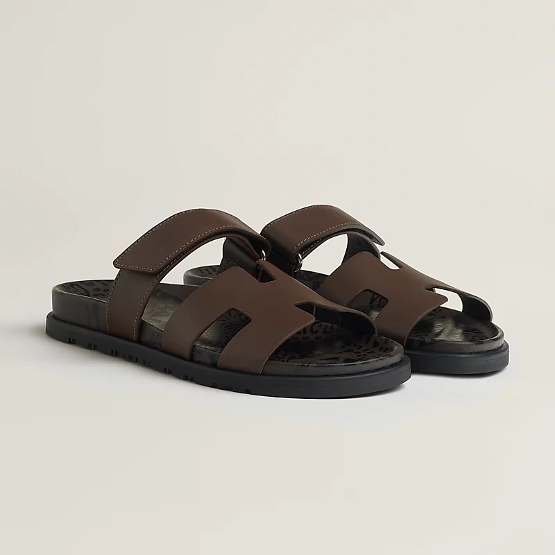 HERMES Chypre Coffee color Slippers