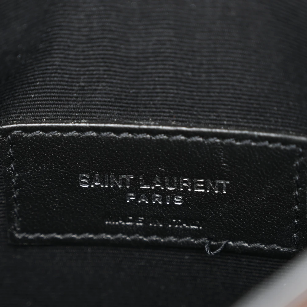 Saint Laurent Small Uptown Pouch Black Embossed Monogram Calfskin & Crocodile Leather Silver Hardware