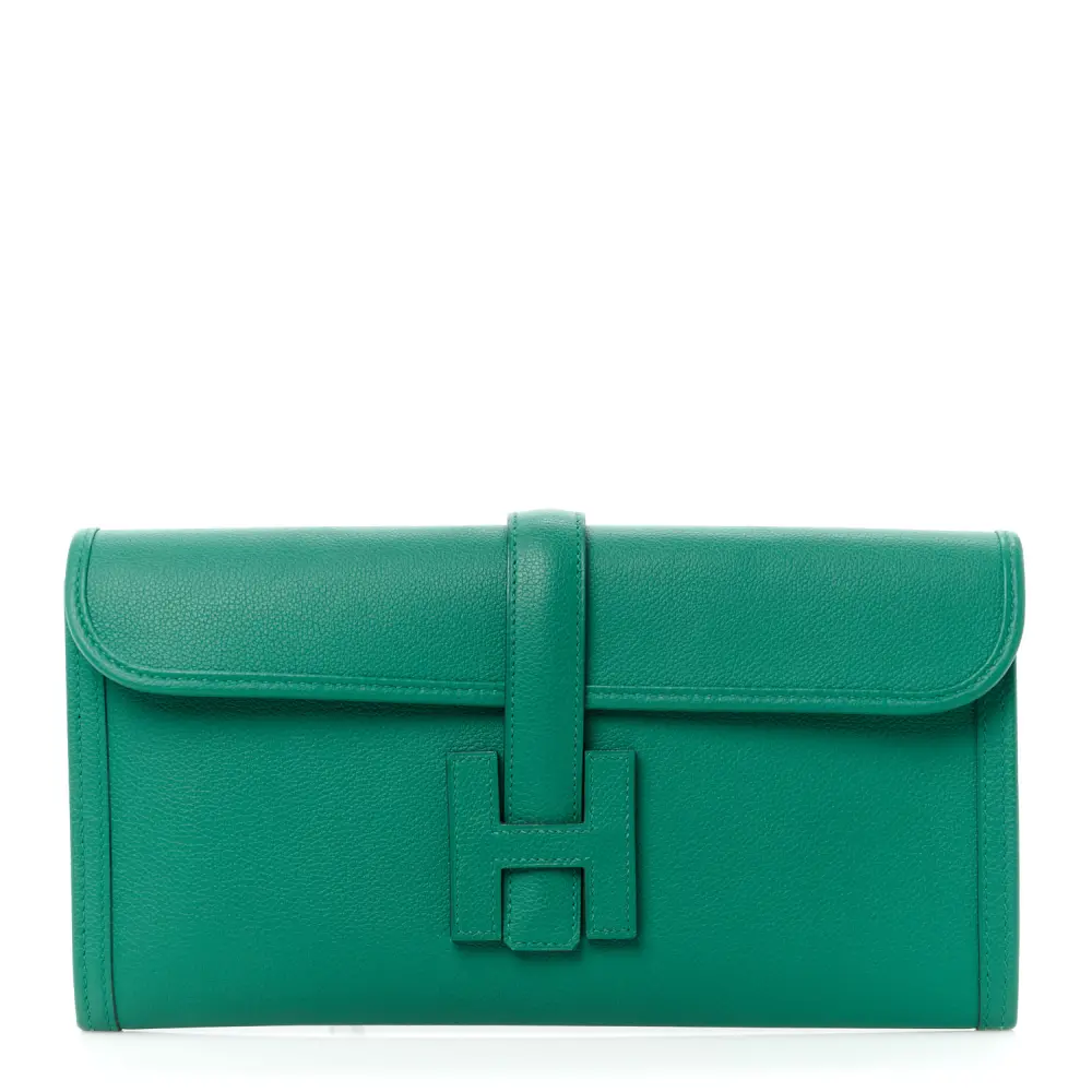Hermès Jige Elan 29 Clutch Vert Vertigo Evercolor Leather