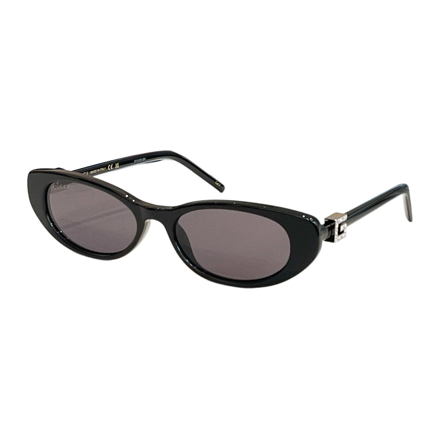Gucci Oval glasses black silver/leopard gold color Size 52口17-140