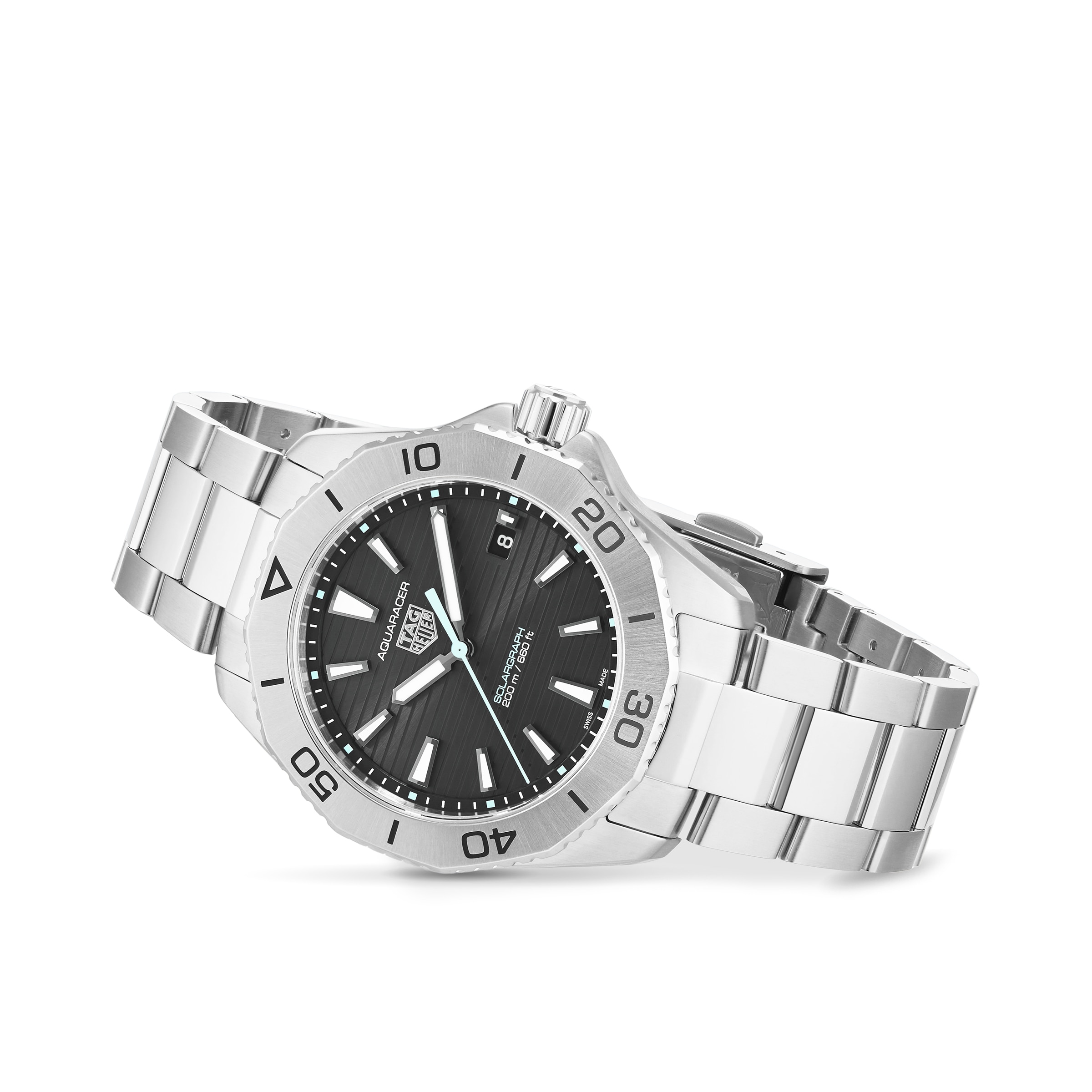 TAG Heuer Aquaracer 200 Professional Solargraph 40mm Mens Watch Black WBP1114.BA0000