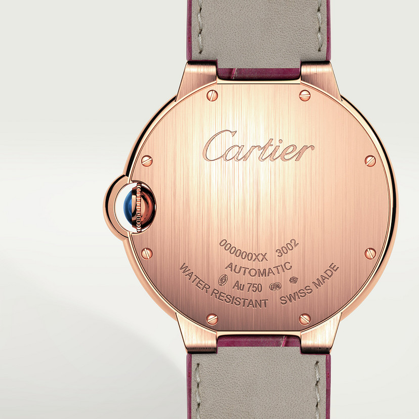 Ballon Bleu de Cartier watch 36mm rose gold diamonds leather CRWJBB0034