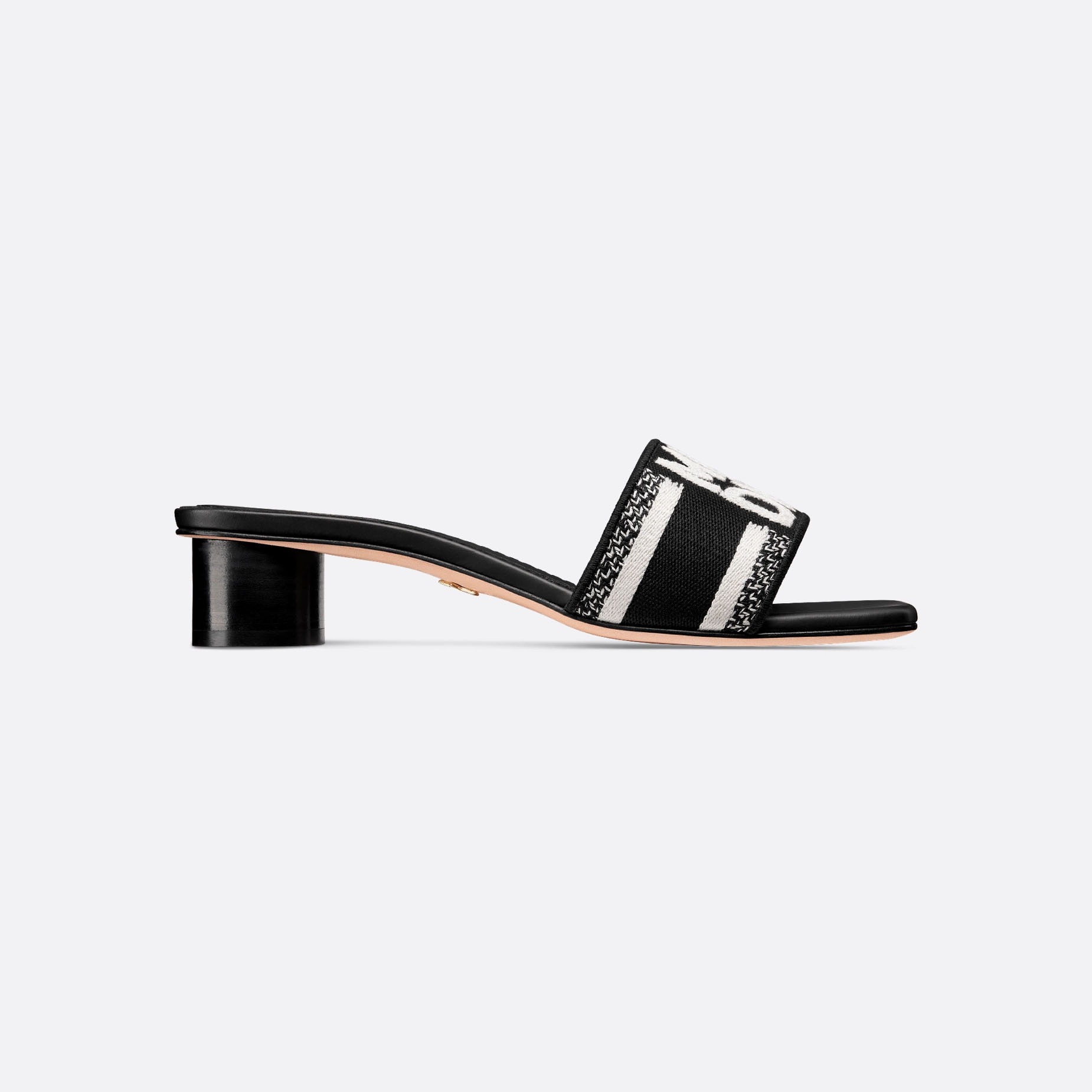 Dior black thick bottom square head high-heeled slippers